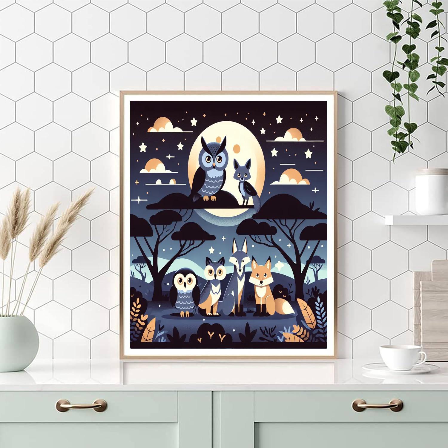 Moonlit Safari Adventure Paint By Numbers Art