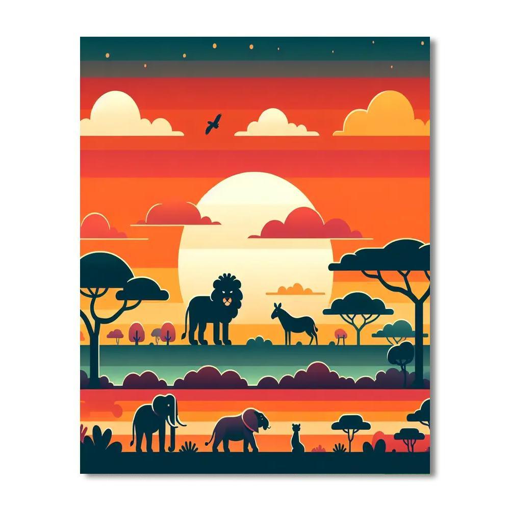 Sunset Safari Surprise Painting By Numbers Kit
