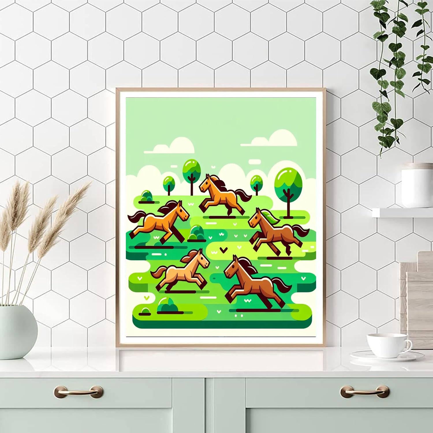 Galloping Through Grasslands Paint By Numbers Art