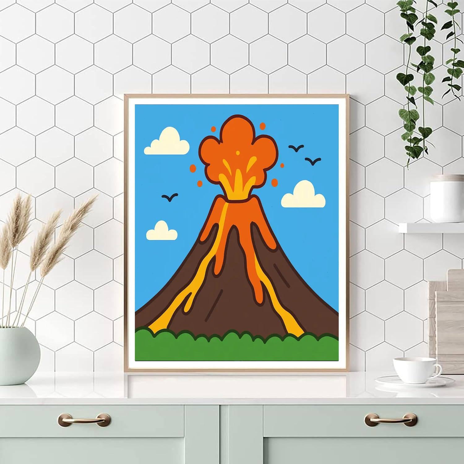 Dynamic Volcano Eruption Numbered Painting Kits