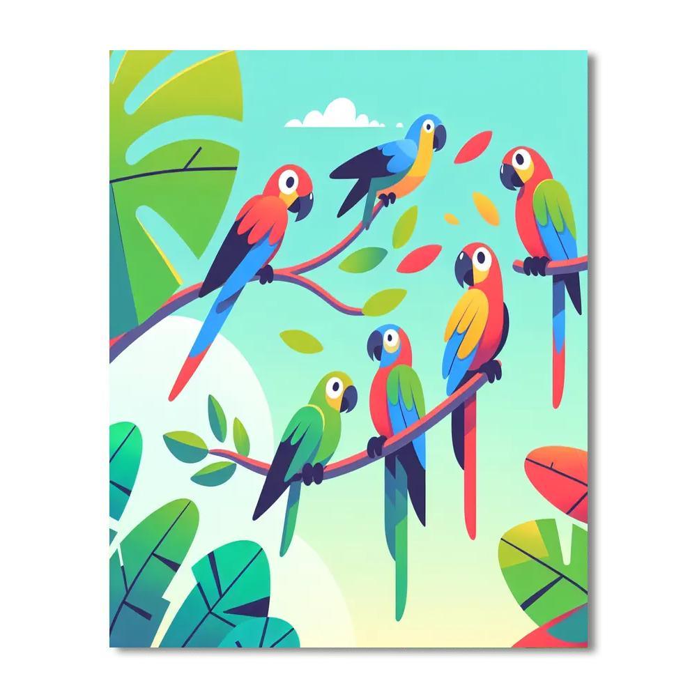 Joyful Parrot Playground Paint By Number