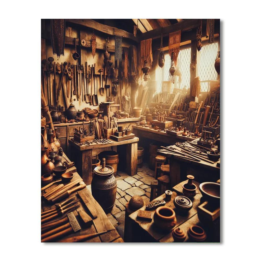 Artisan's Rustic Workshop Paint By Number
