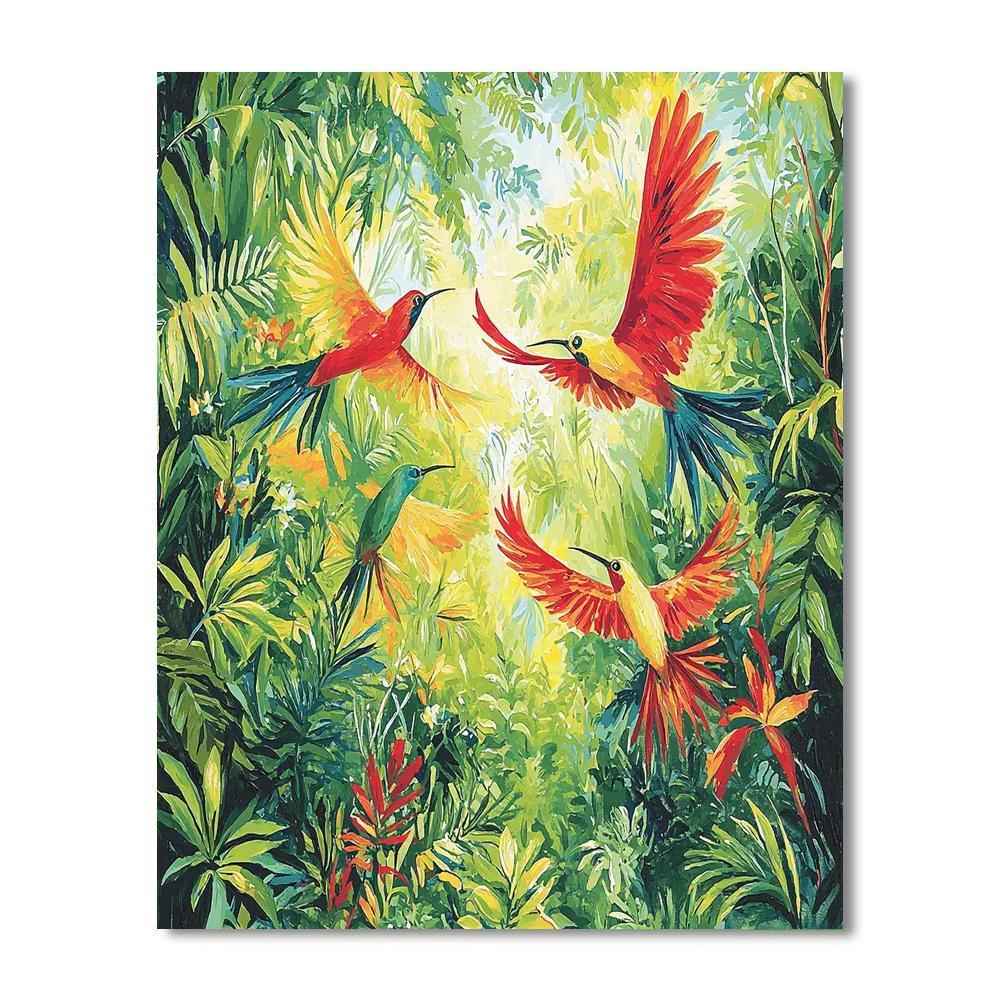 Henri Rousseau Inspired Joyful Birds In Flight  Numbered Painting Kits