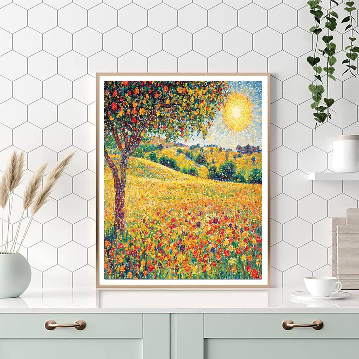 Georges Seurat Inspired Sunlit Meadow Reverie  Painting Number Kit