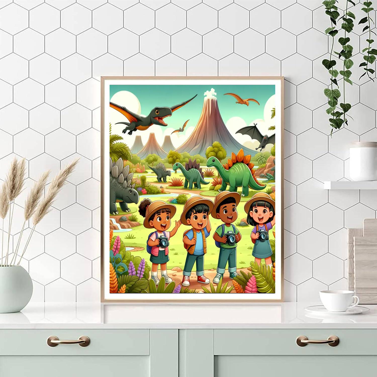Dinosaur Park Expedition Painting Number Kit