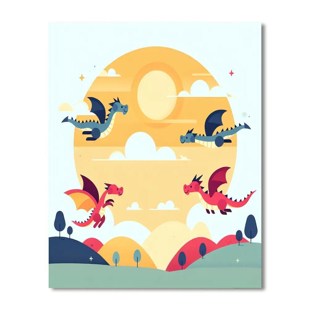 Playful Dragons DIY Paint By Numbers