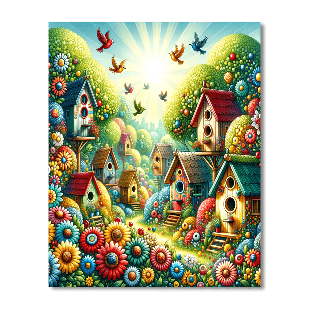 Charming Birdhouse Village Numbered Painting Kits