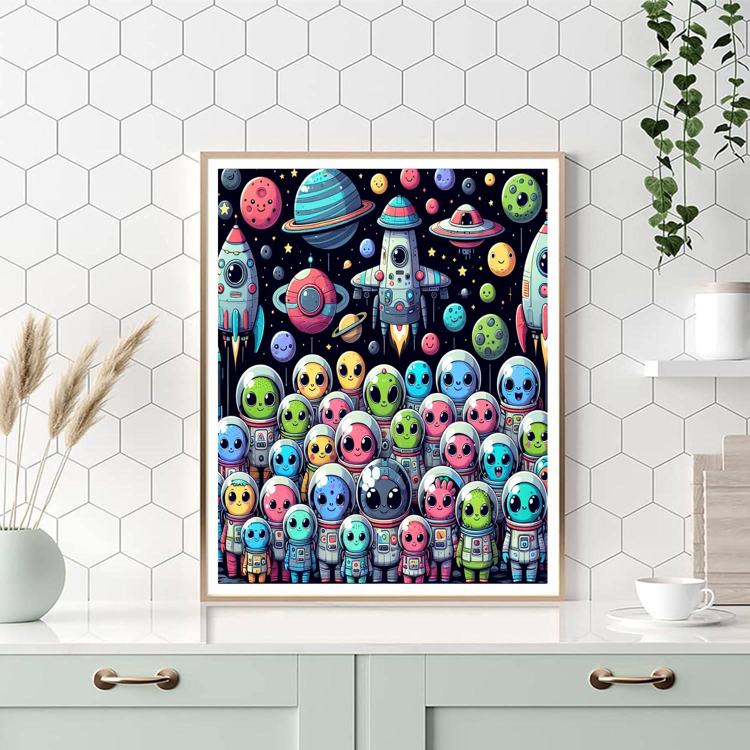 Space Aliens Painting By Numbers Kit
