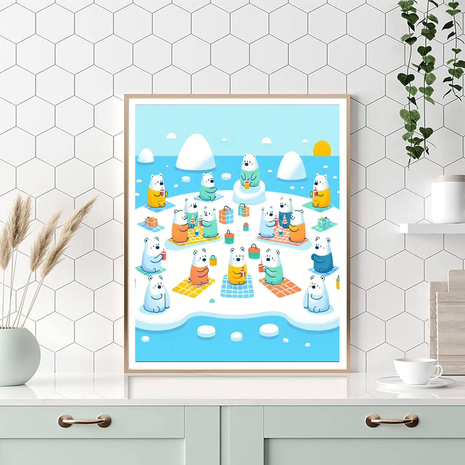 Polar Bears’ Snowy Picnic Paint By Numbers