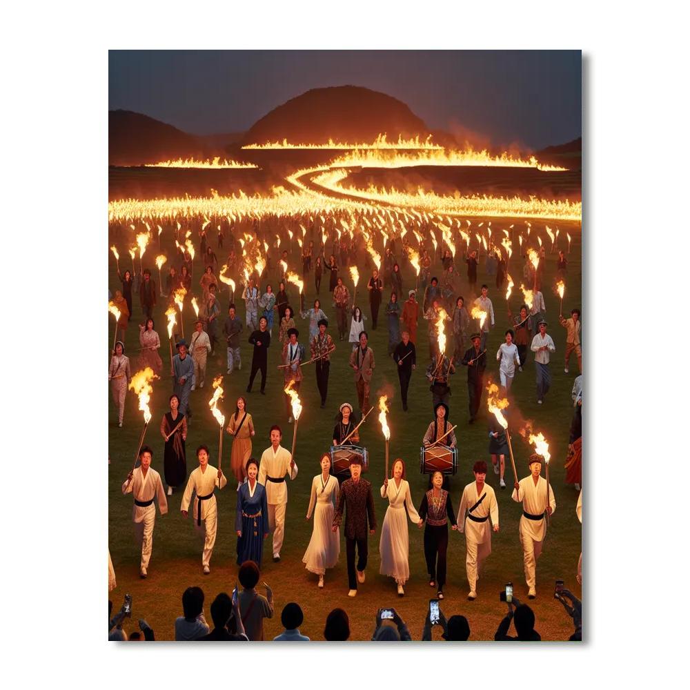 Jeju Fire Festival - Jeju Island, South Korea Numbered Painting Kits