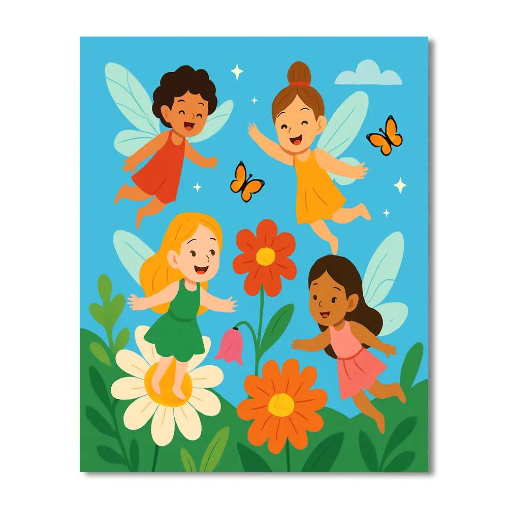Cheerful Garden Fairies Numbered Painting Kits
