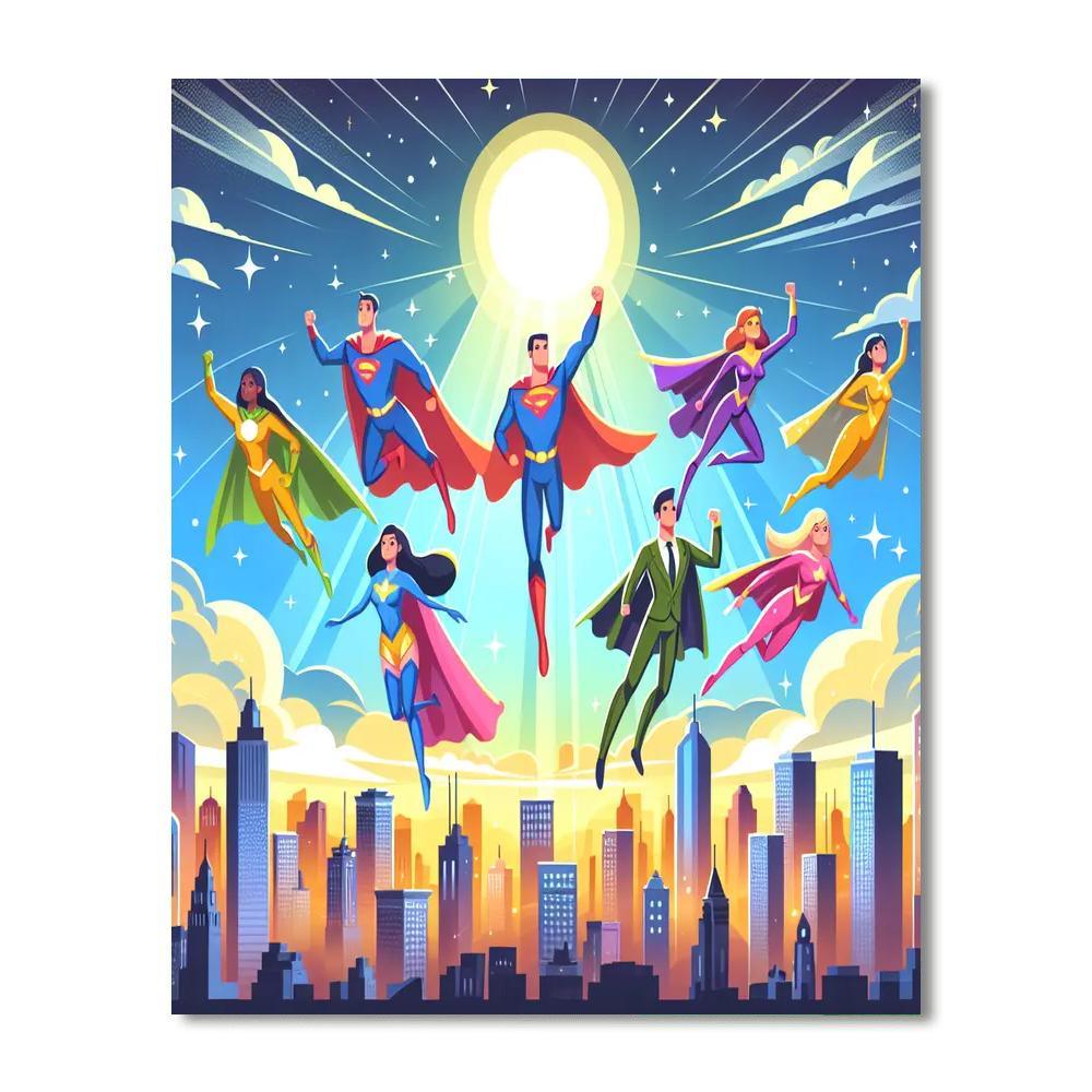Superhero Adventure Day Paint By Numbers Art