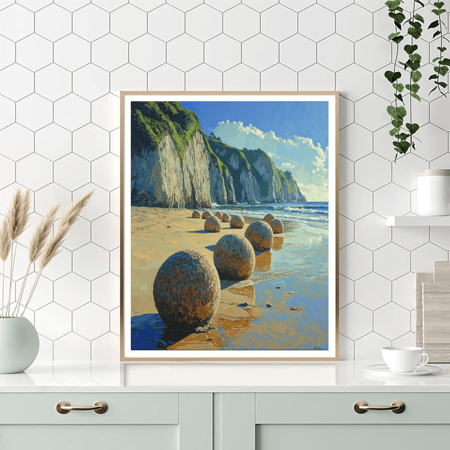 Moeraki Boulders - New Zealand Paint By Numbers Art