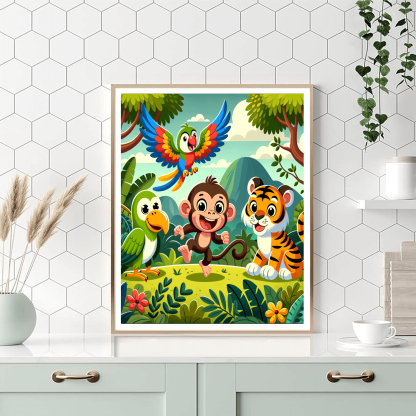 Adventurous Jungle Animals Painting By Numbers Kit