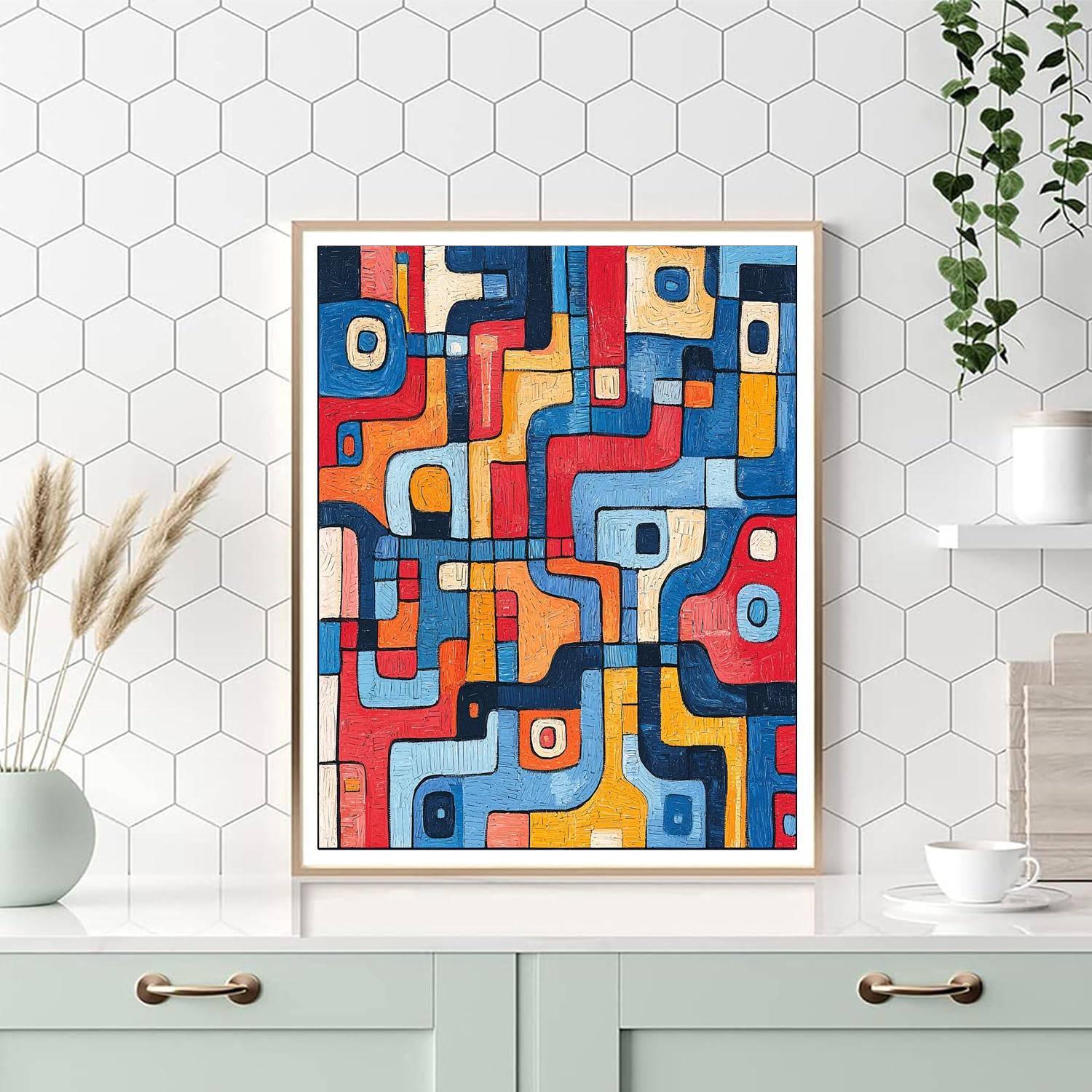 Jean Dubuffet Inspired Eccentric Cityscape Labyrinth  Painting By Numbers Kit