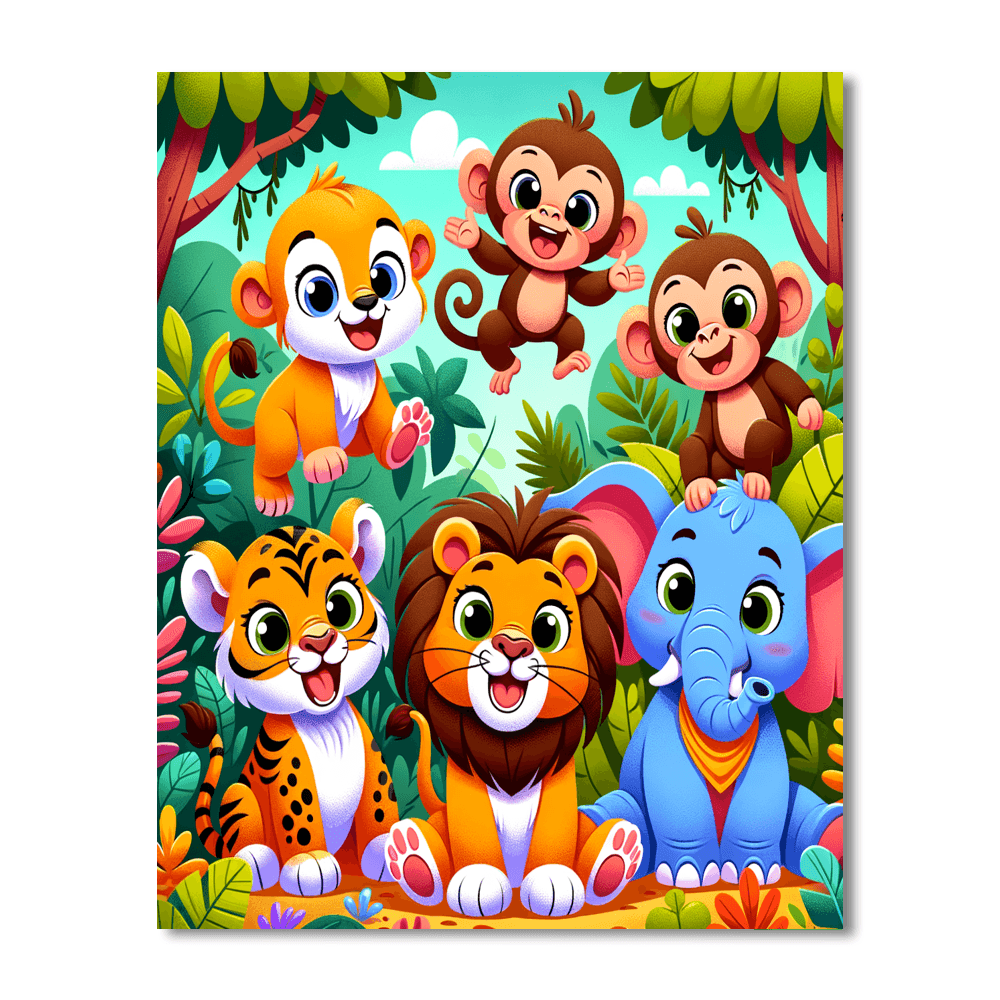 Cute Baby Jungle Animals Painting By Numbers Kit