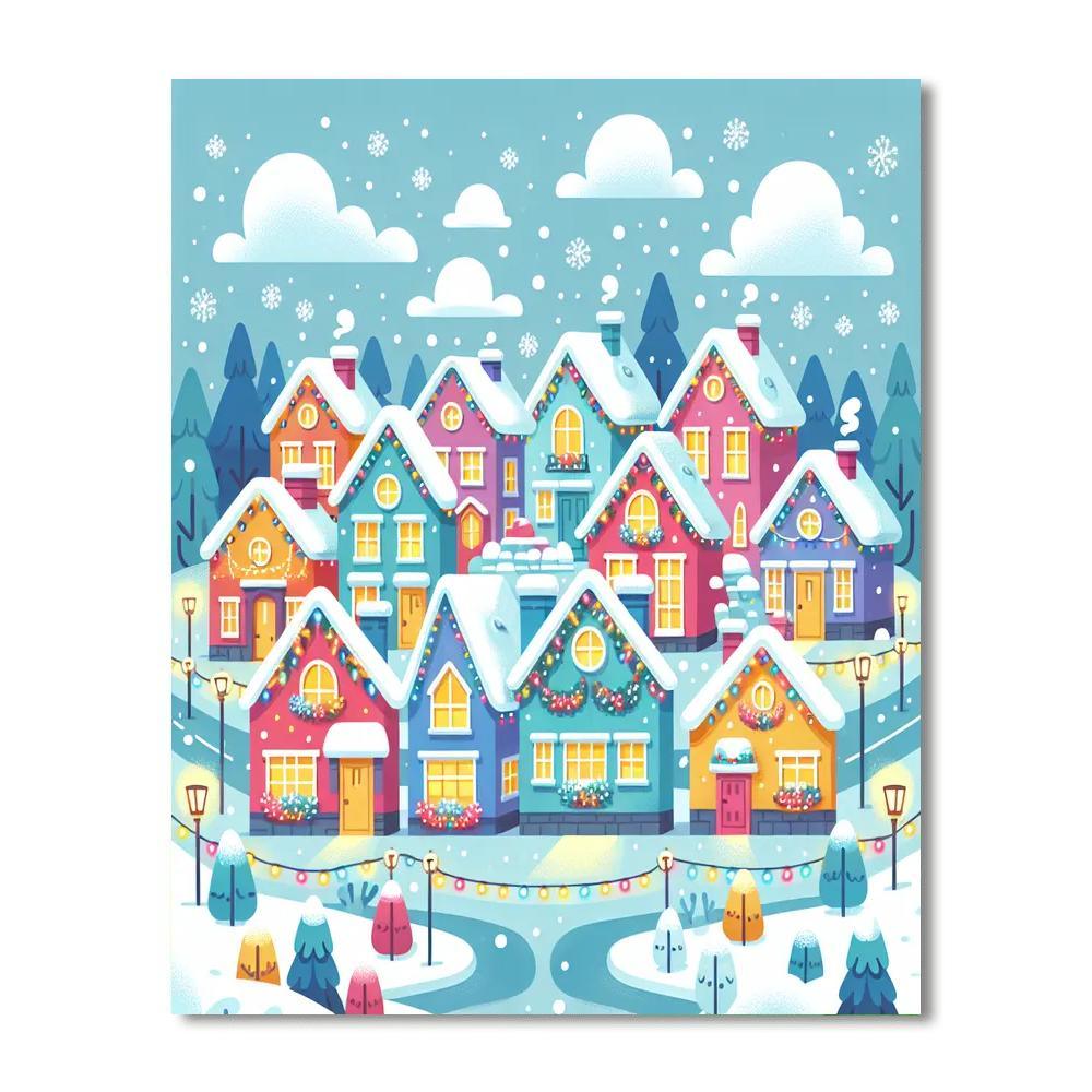 Magical Holiday Village Paint By Number