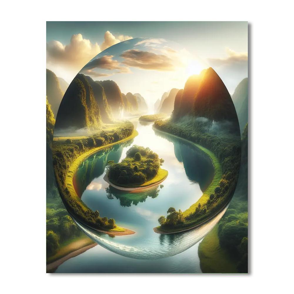 Calm Riverbend Reflection Painting By Numbers Kit