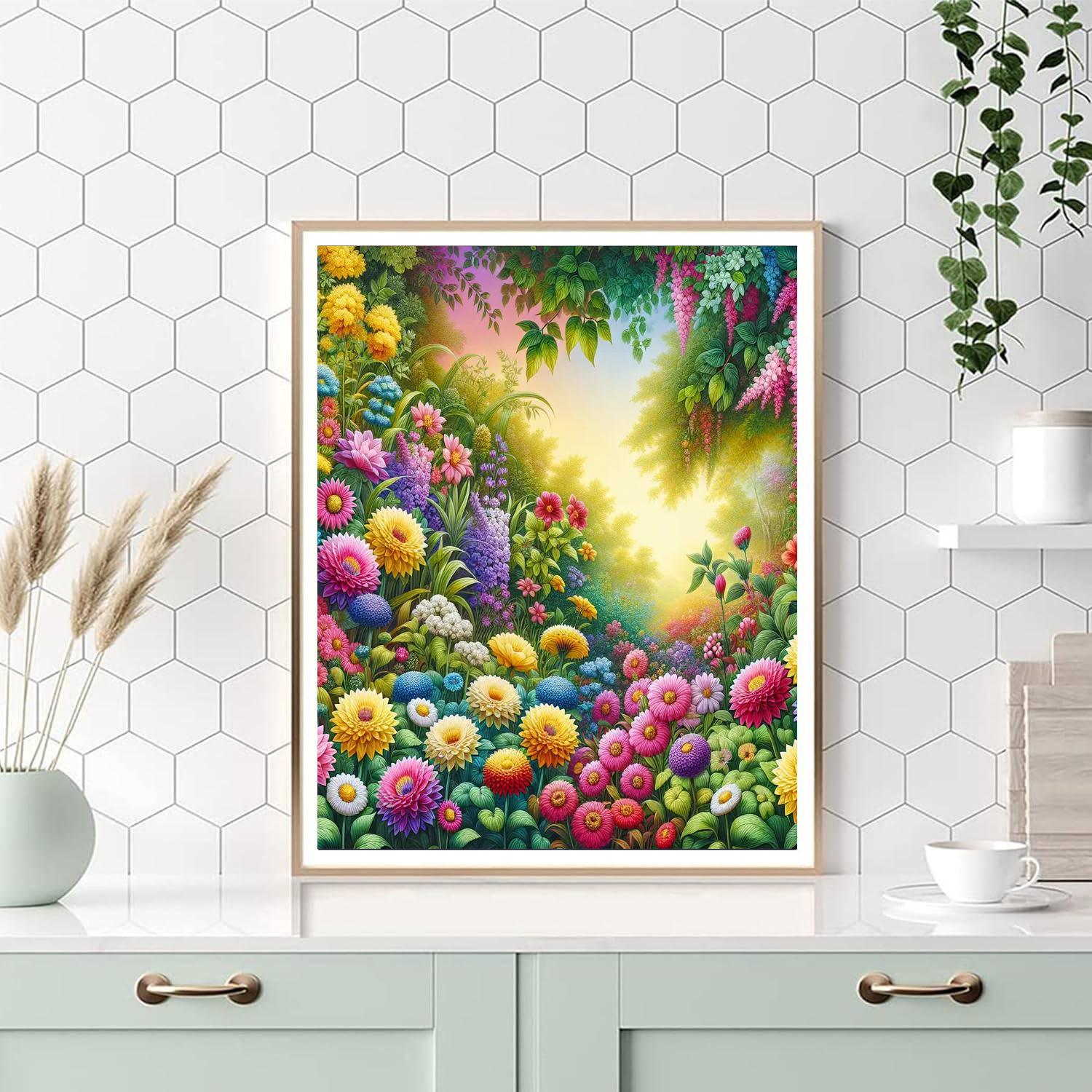 Colorful Garden Blooms Numbered Painting Kits