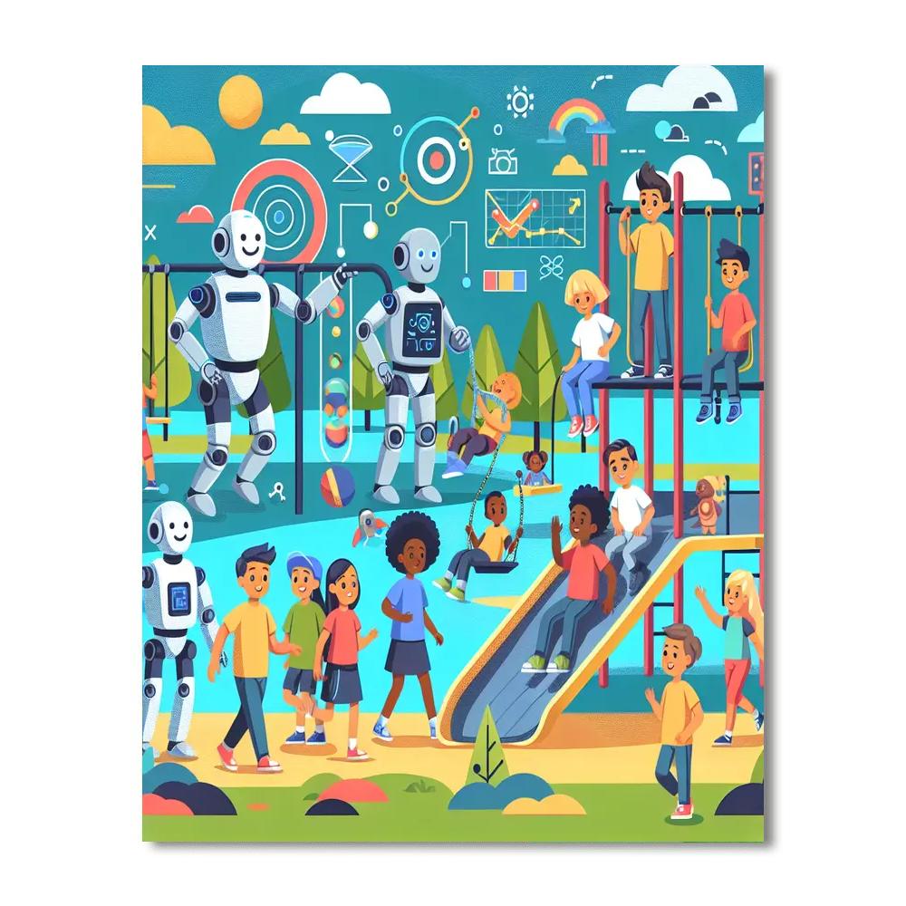 Robotic Play Park Paint By Numbers Art