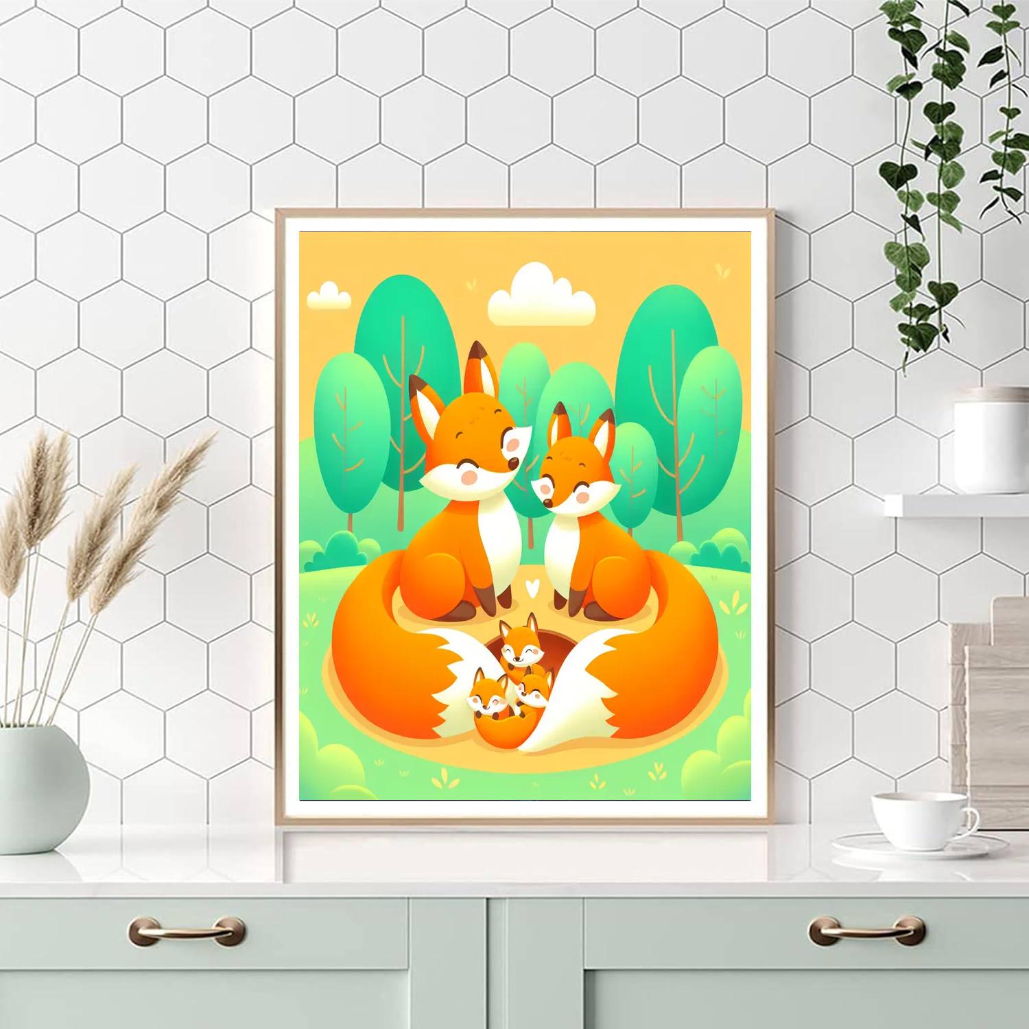 Wonderful Fox Family Paint By Numbers Art