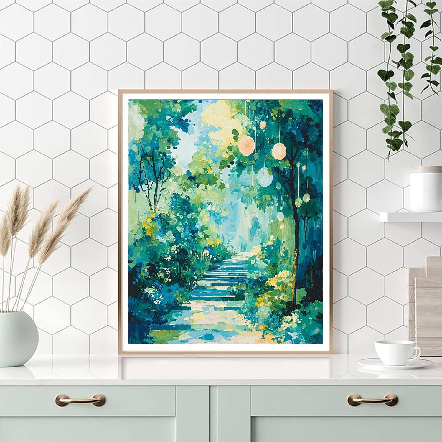 René Magritte Inspired Surreal Garden Sanctuary  Painting By Numbers Kit