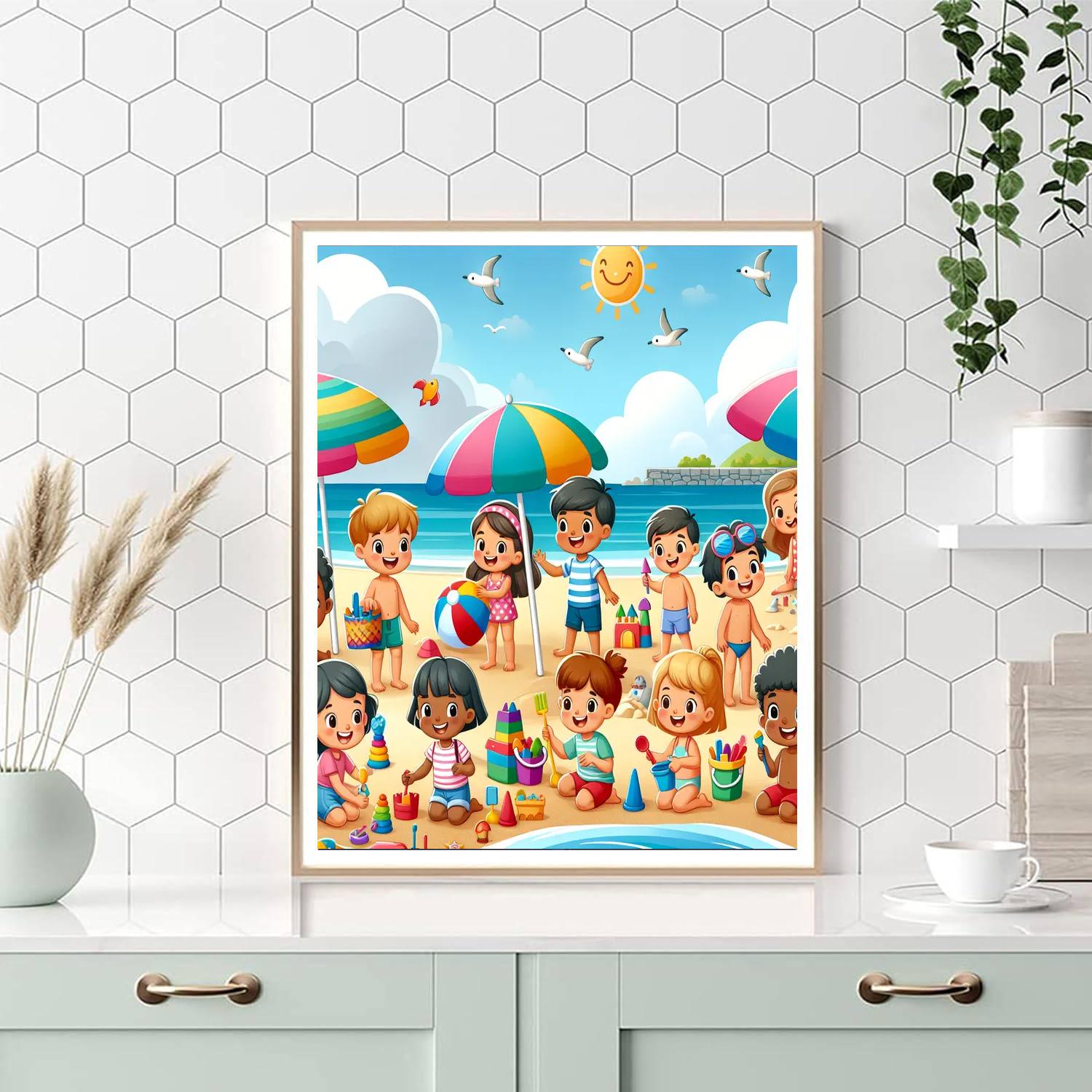 Sandy Beach Adventure Paint By Numbers Art