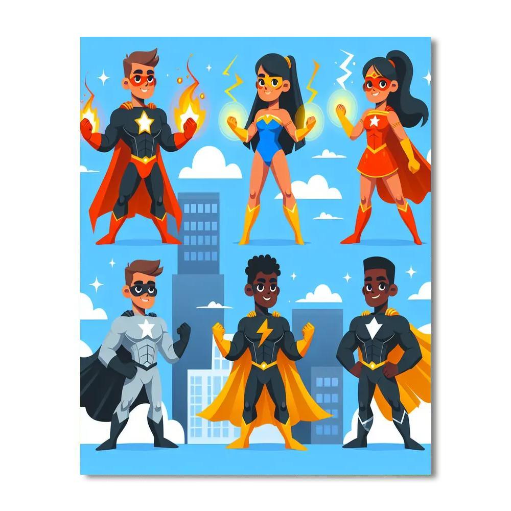 Superhero Action Squad DIY Paint By Numbers