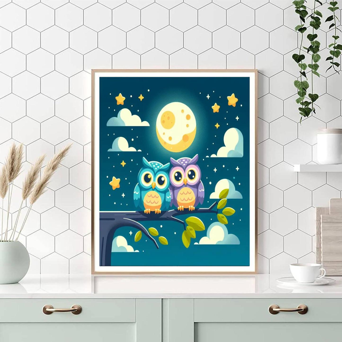 Merry Moonlit Owls Paint By Numbers Art