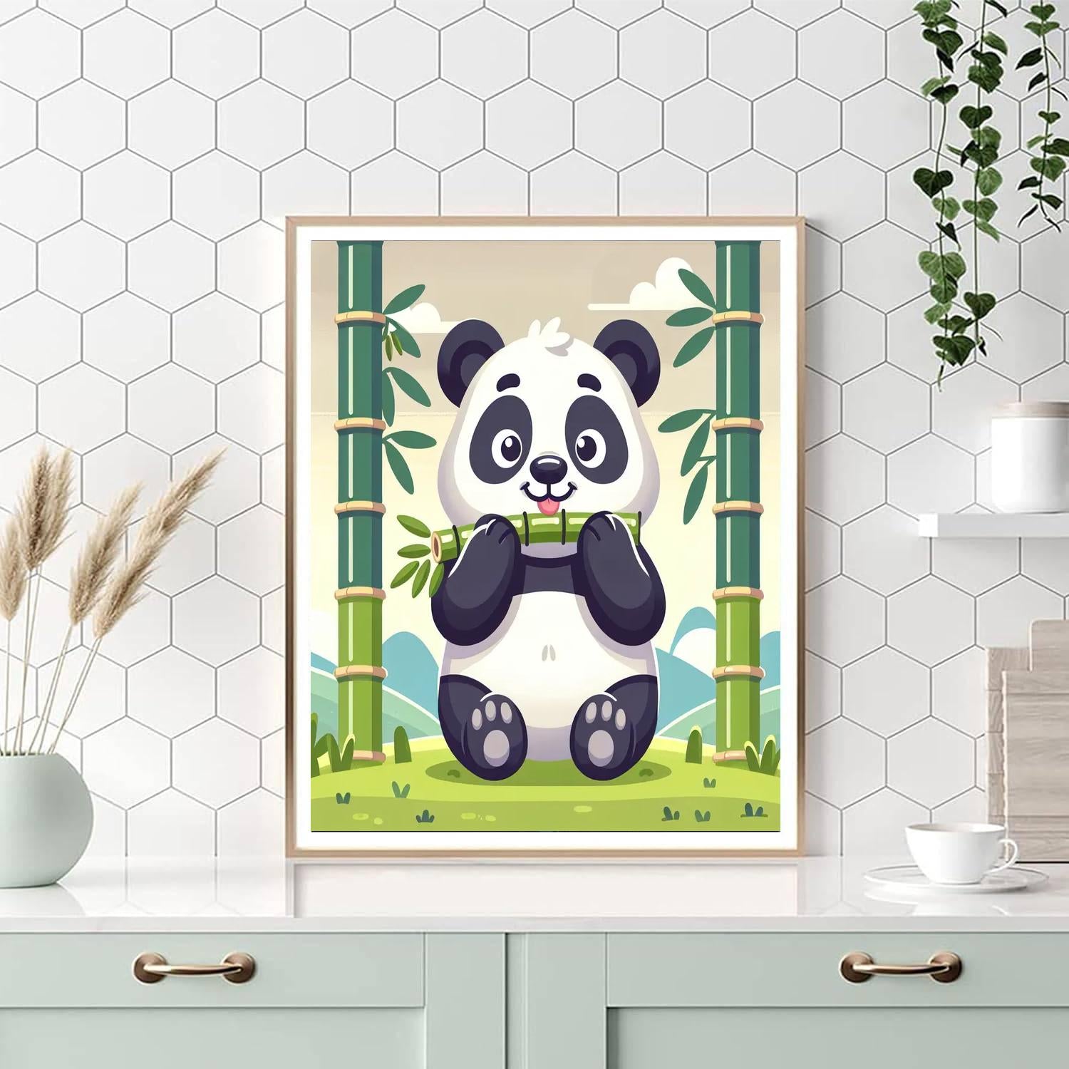 Panda's Bamboo Bliss Number Painting