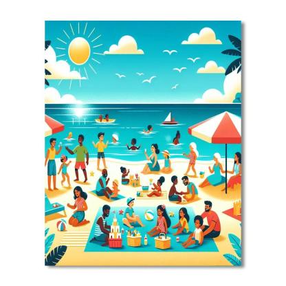 Charming Beach Picnic DIY Paint By Numbers