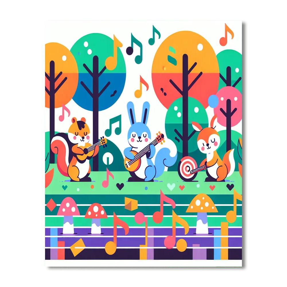 Lively Woodland Concert Painting Number Kit