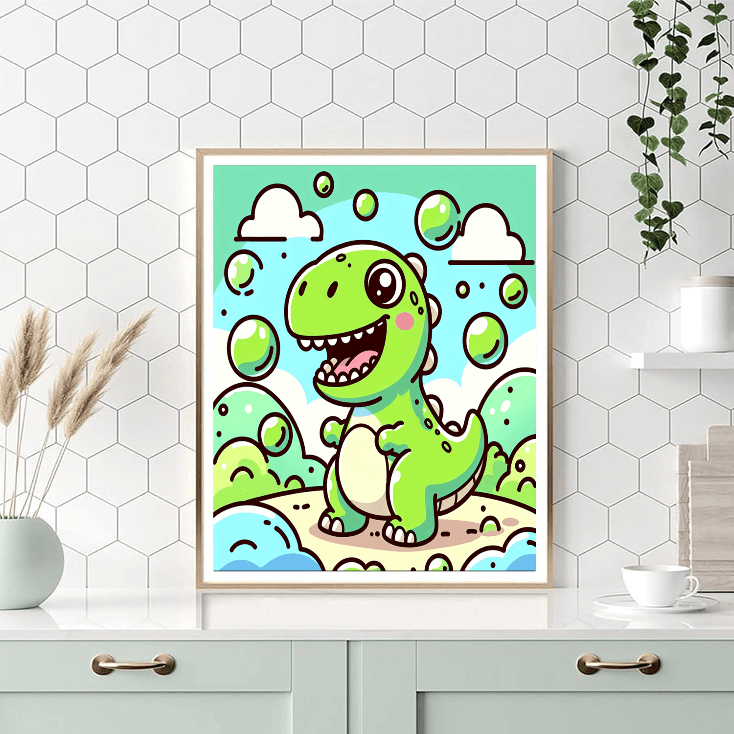 Bubbly Dinosaur Painting Number Kit