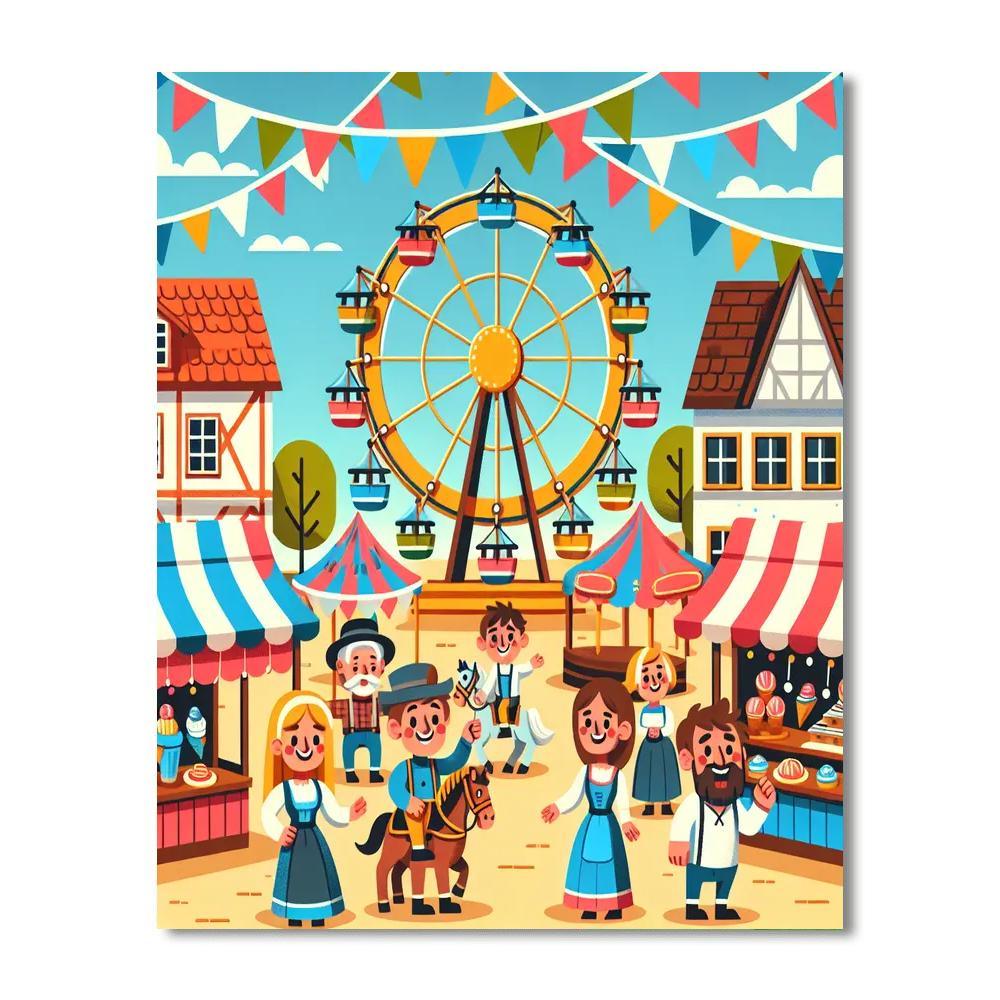 Happy Village Carnival Paint By Numbers
