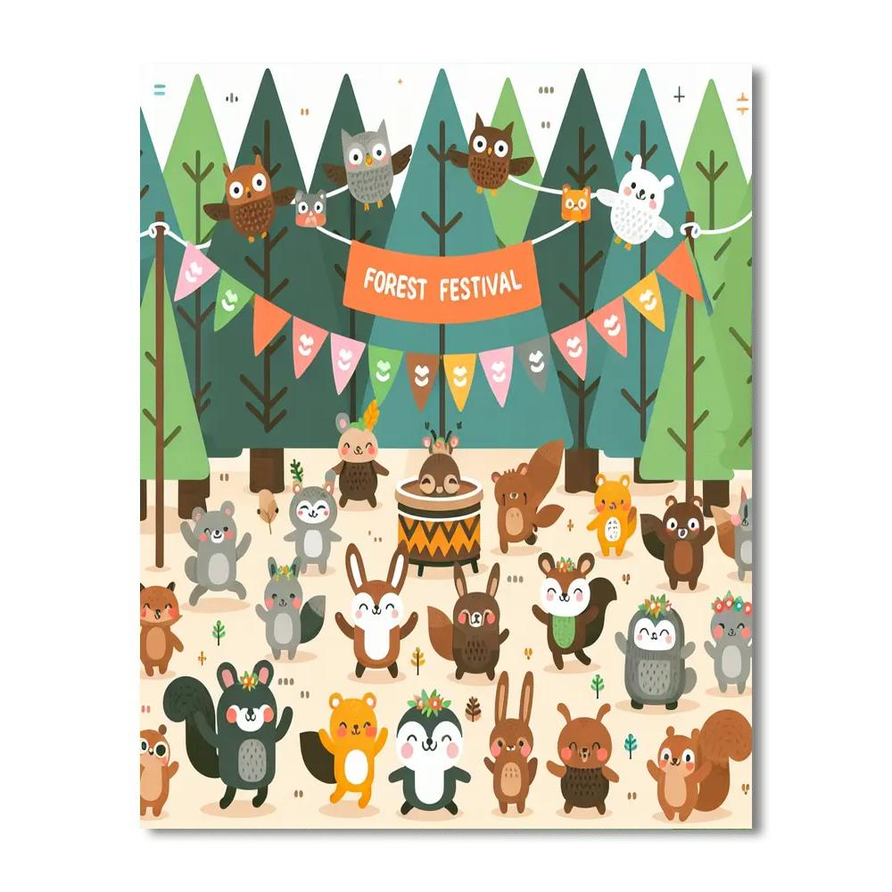 Cheery Forest Festival Paint By Numbers Art