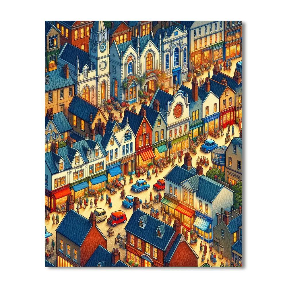 Charming Historic Townscape Paint By Number