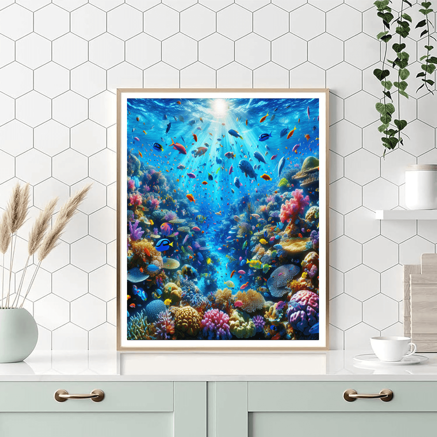Luminous Coral Reef Number Painting