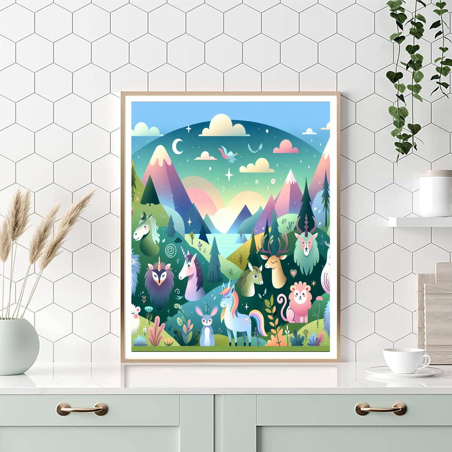 Magical Mountain Menagerie Paint By Numbers Art
