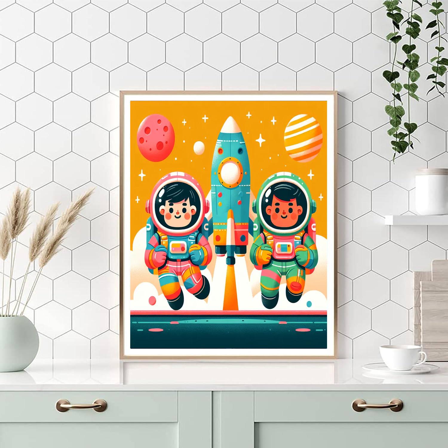 Friendly Astronaut Mission Number Painting