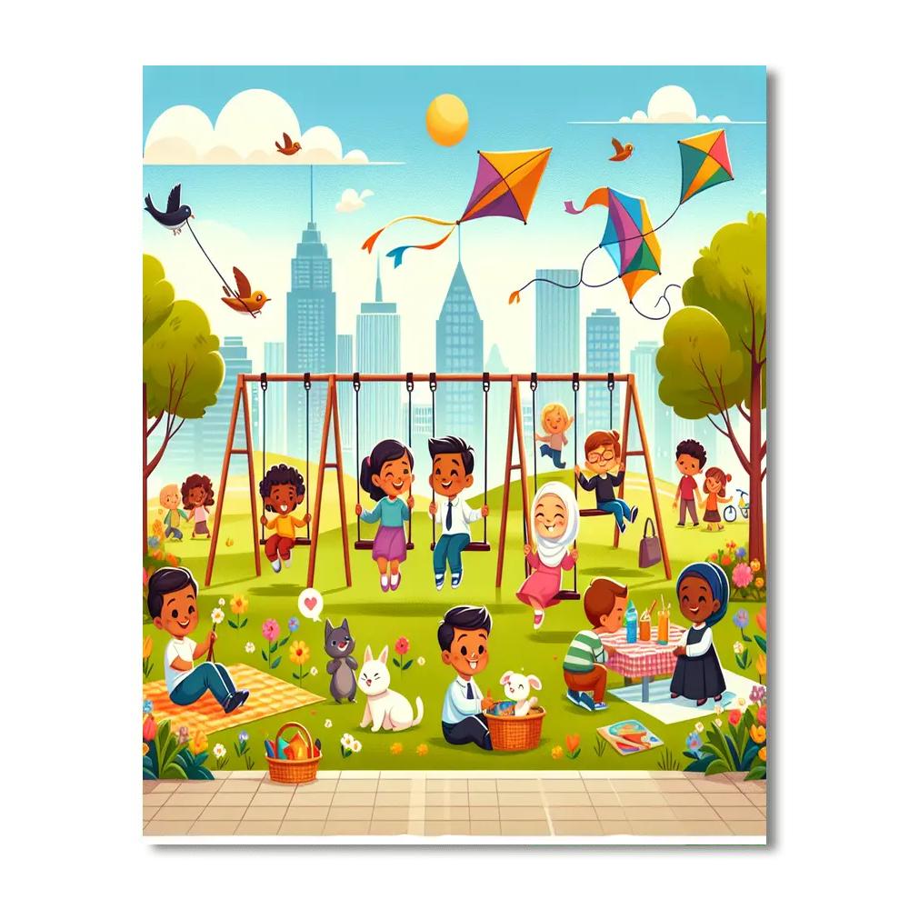 Joyful City Park Day Number Painting