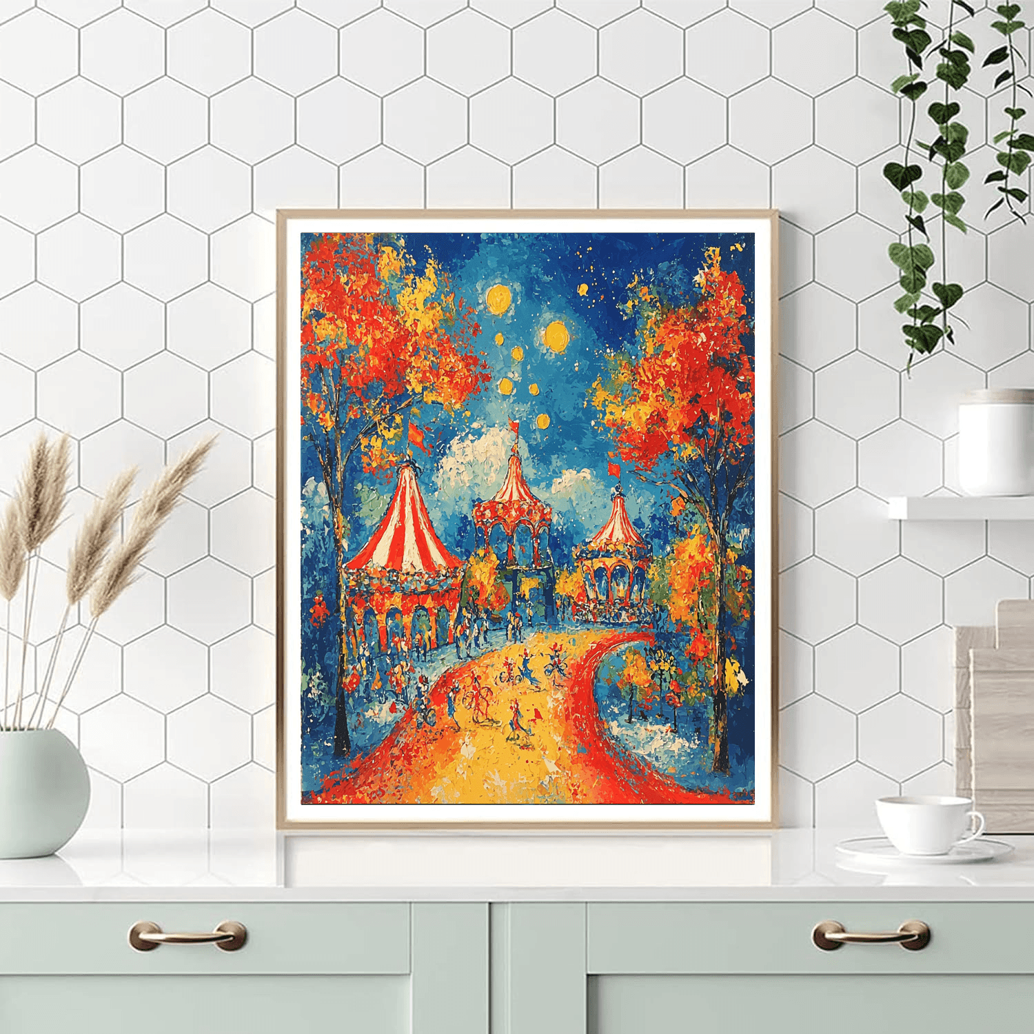 Marc Chagall Inspired Surreal Circus Whirl  Paint By Color