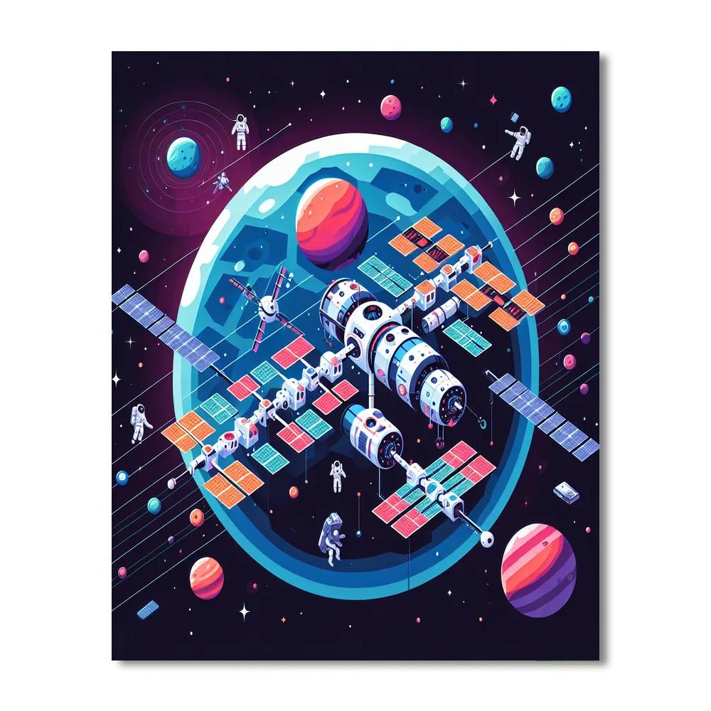 Outer Space Station Painting By Numbers Kit