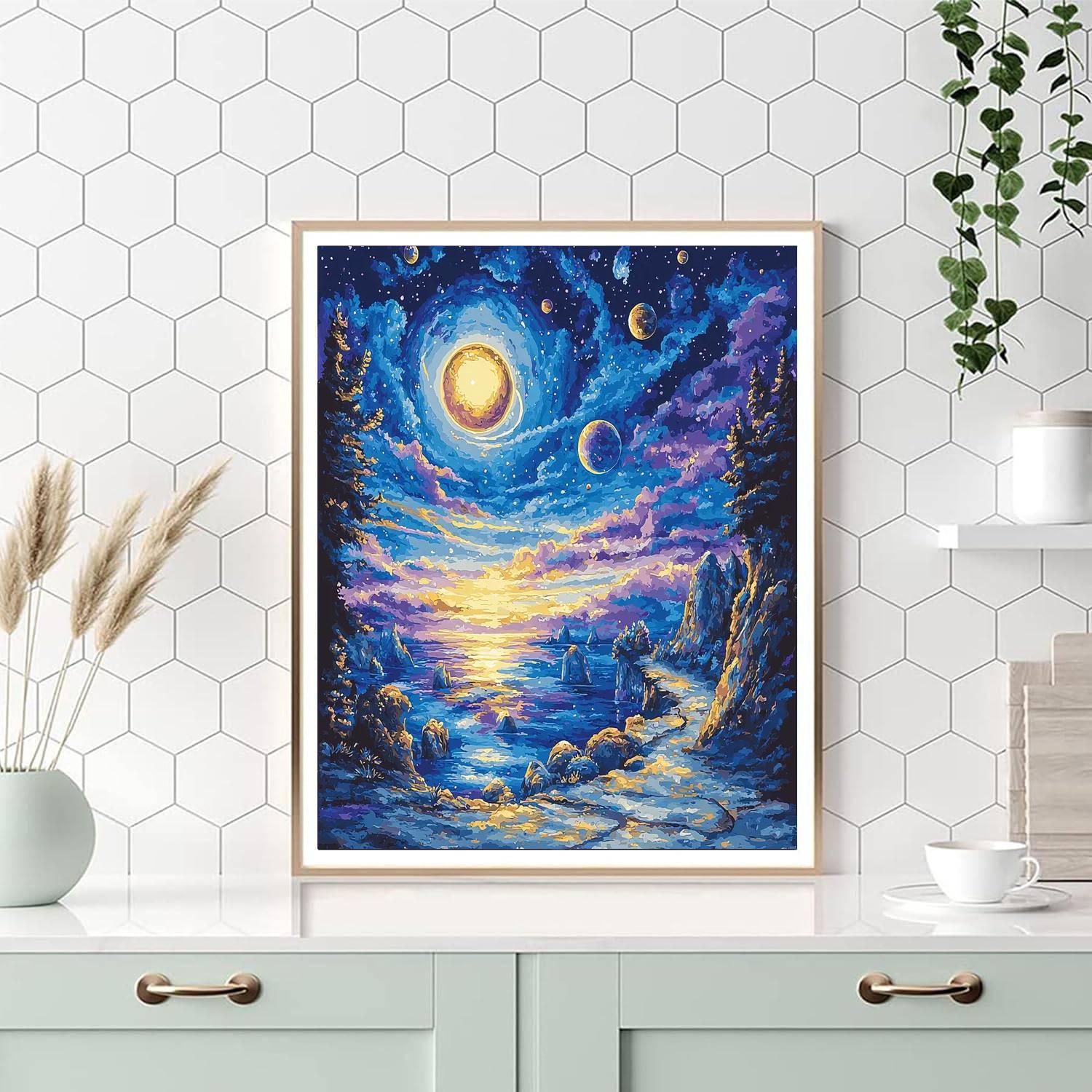 René Magritte Inspired Stellar Horizons  Painting Number Kit