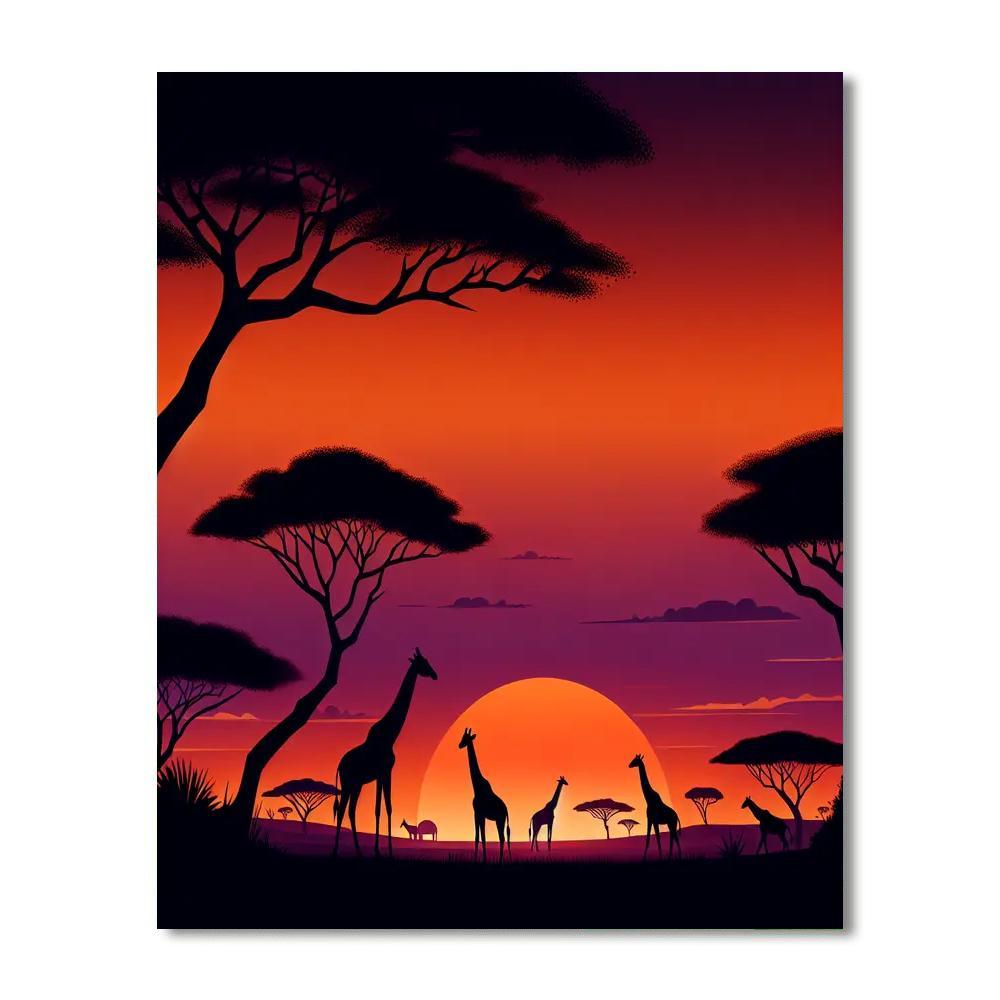 Silent Safari Dusk Painting By Numbers Kit