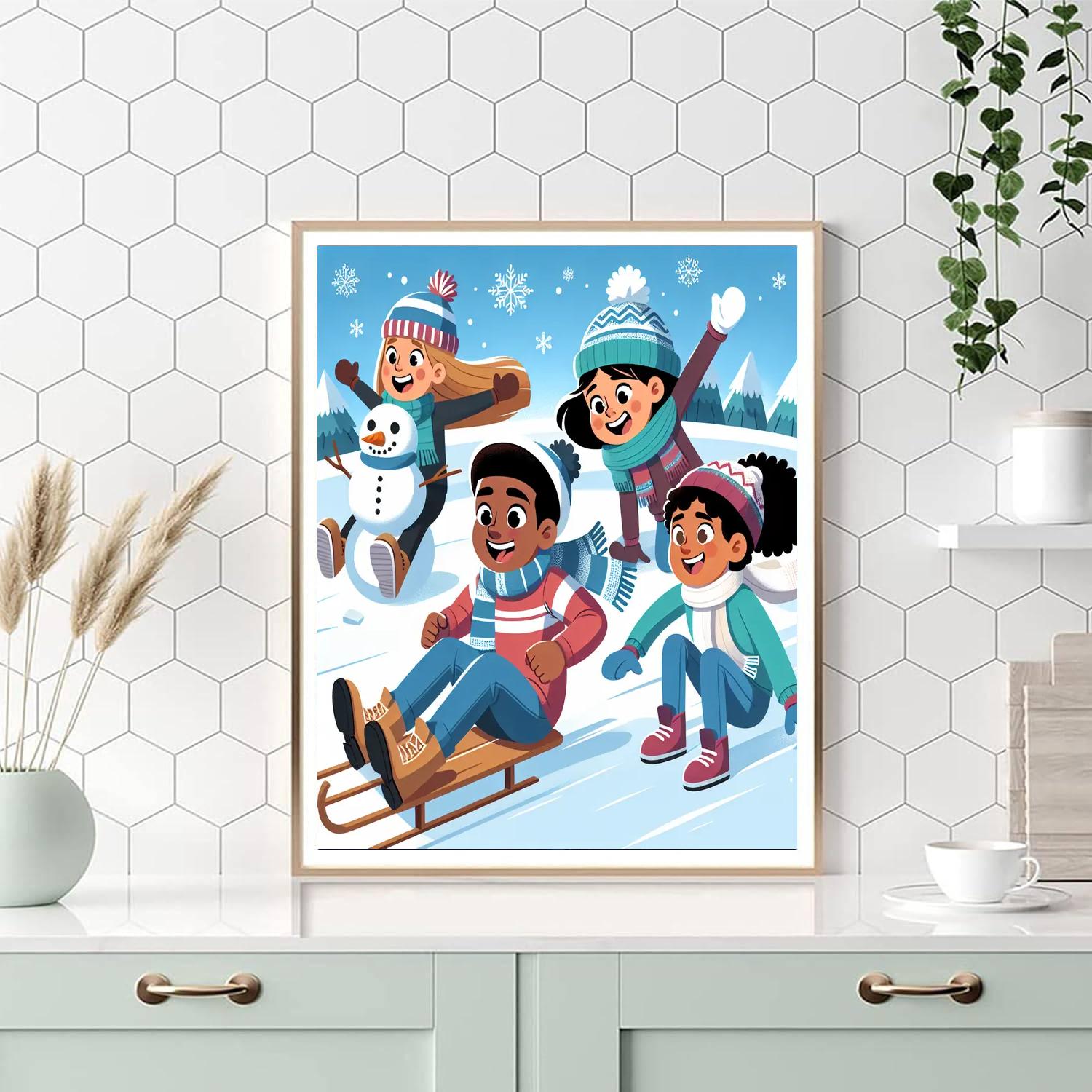 Winter Festivities In Snowland Painting By Numbers Kit