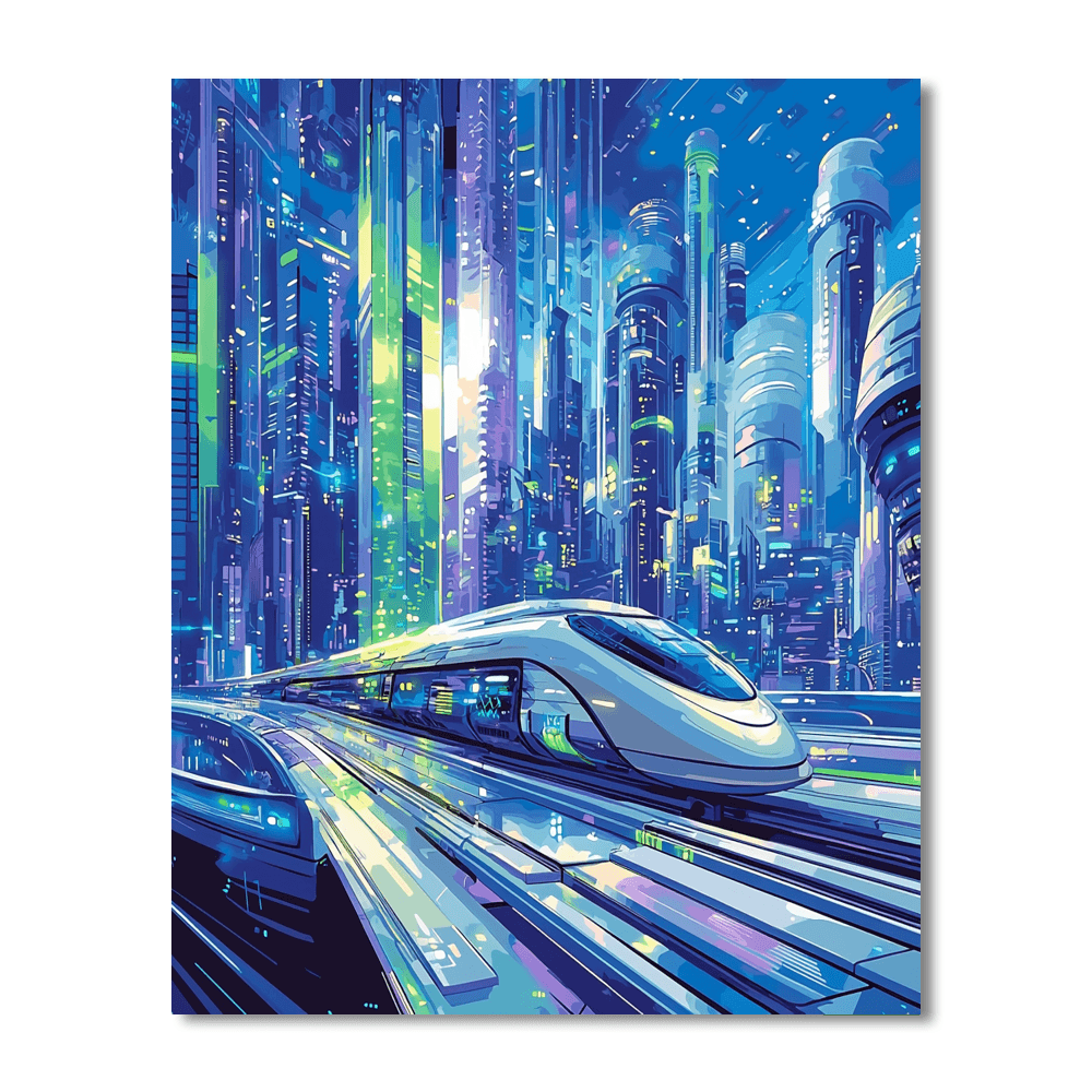 Syd Mead Inspired Futuristic Metropolis - DIY Painting By Numbers Kit