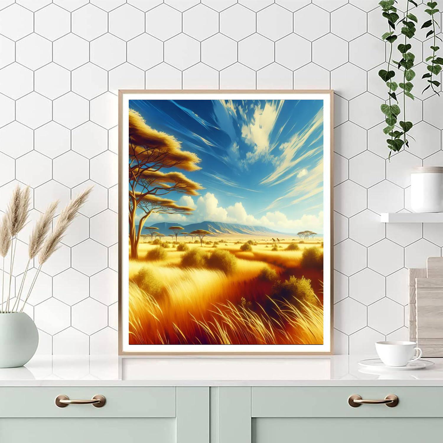 Golden Savanna Panorama Numbered Painting Kits
