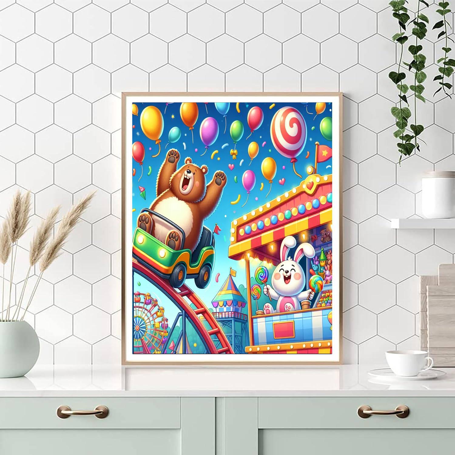 Colorful Animal Carnival Paint By Numbers Art