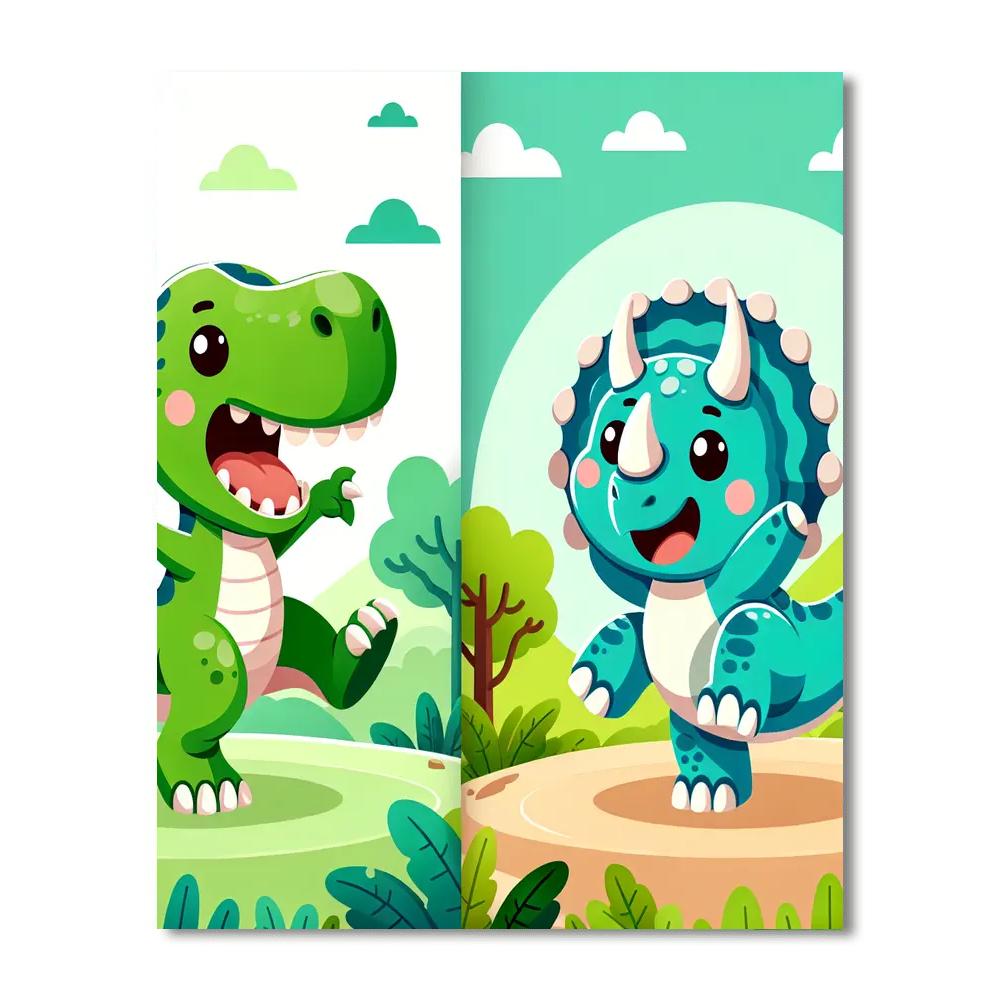 Playful Dinosaur Dance Paint By Numbers Art