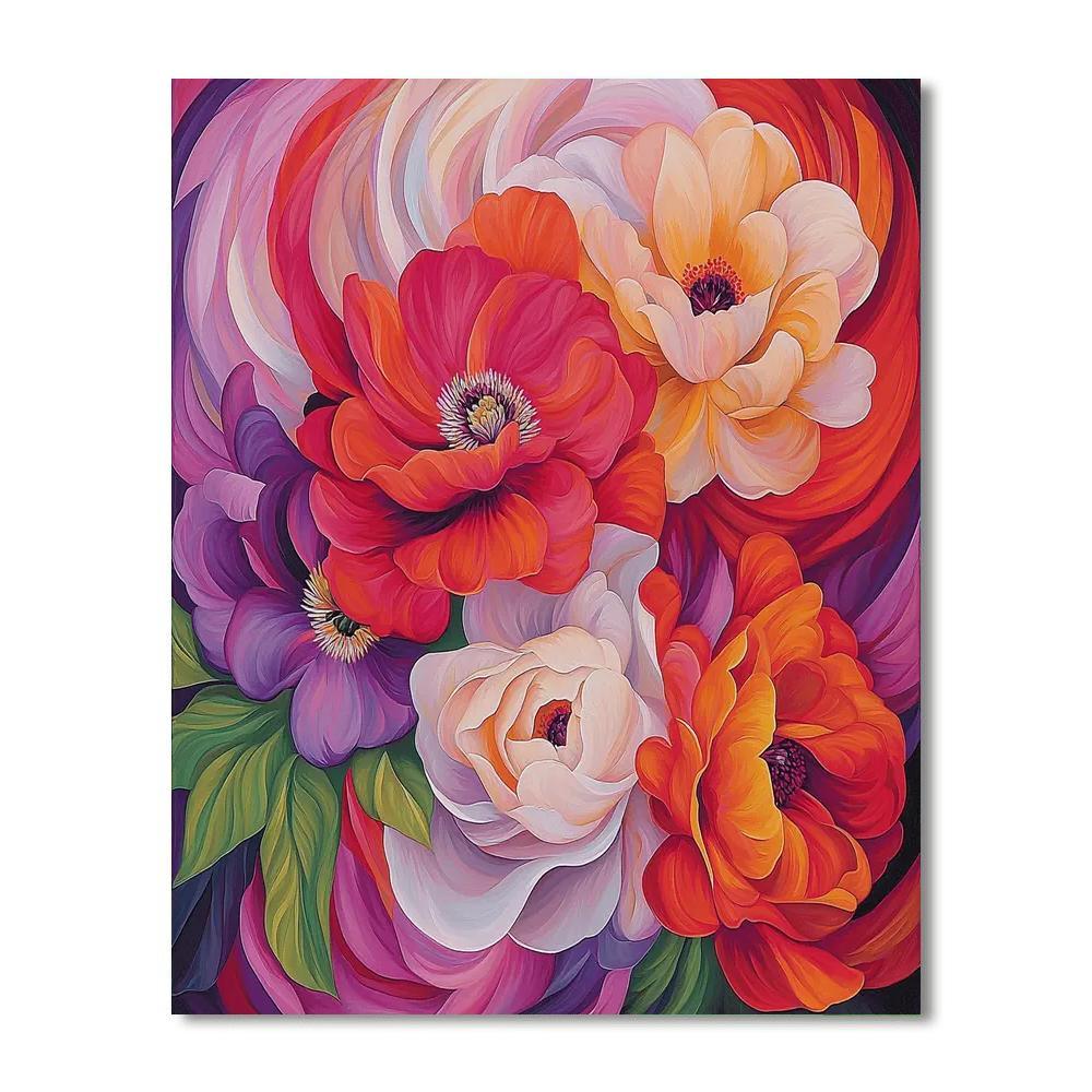 Georgia O’Keeffe Inspired Modern Floral Whirl  Paint By Numbers Kits